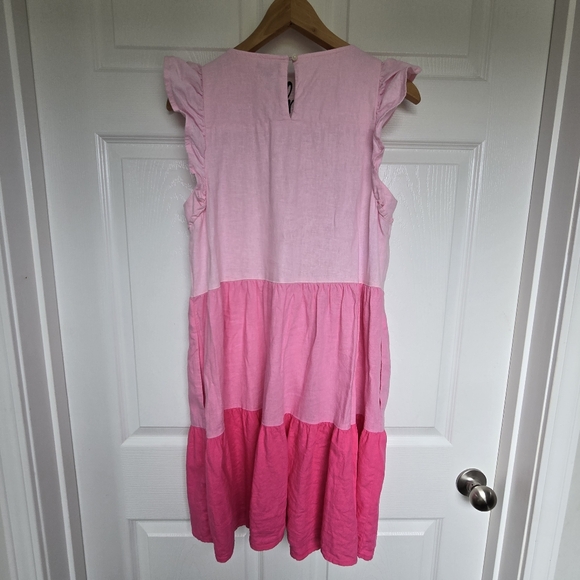 J. Crew Linen Dress Blend Pink Tiered Loose Fit Swing 4 - Picture 5 of 13